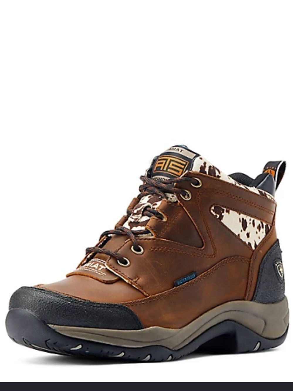 Ariat women’s Brown Leather Hiking Shoe with Cowhide Accent size 7